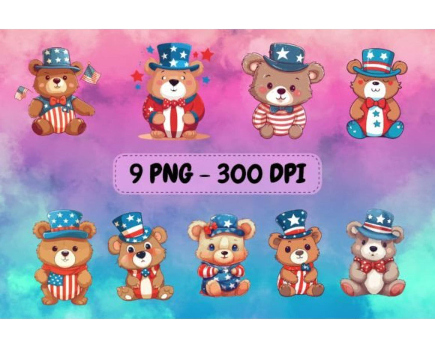 Cute Bear in 4th of July Bundle