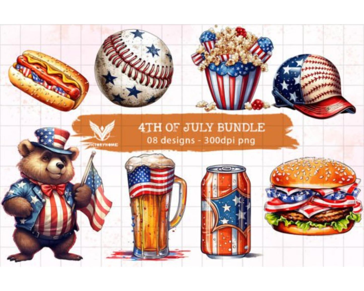 4th of July Bundle Sublimation Clipart