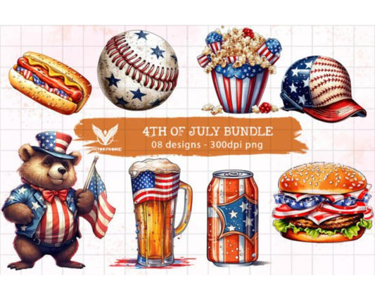 4th of July Bundle Watercolor Art, PNG