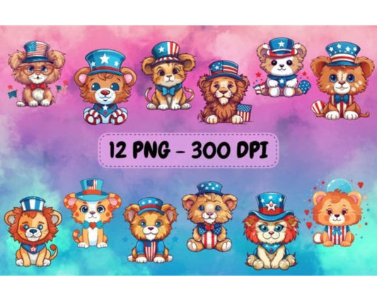 Cute Lion in 4th of July Bundle