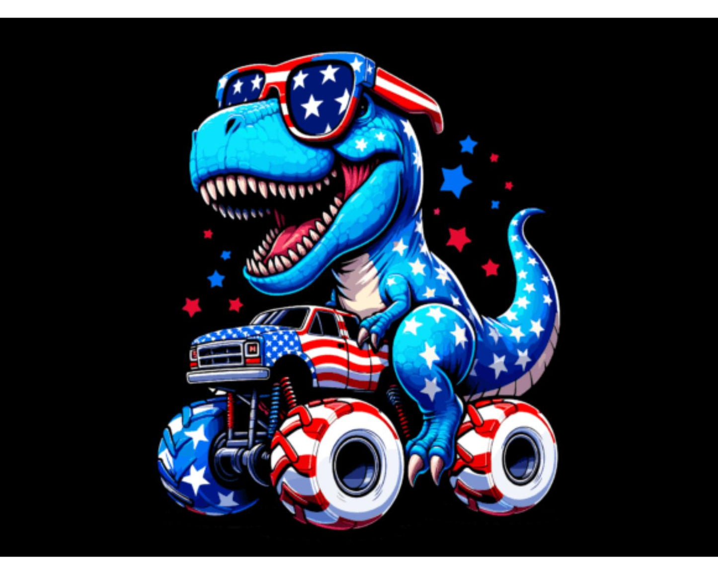 T Rex Riding Monster Truck 4th of July