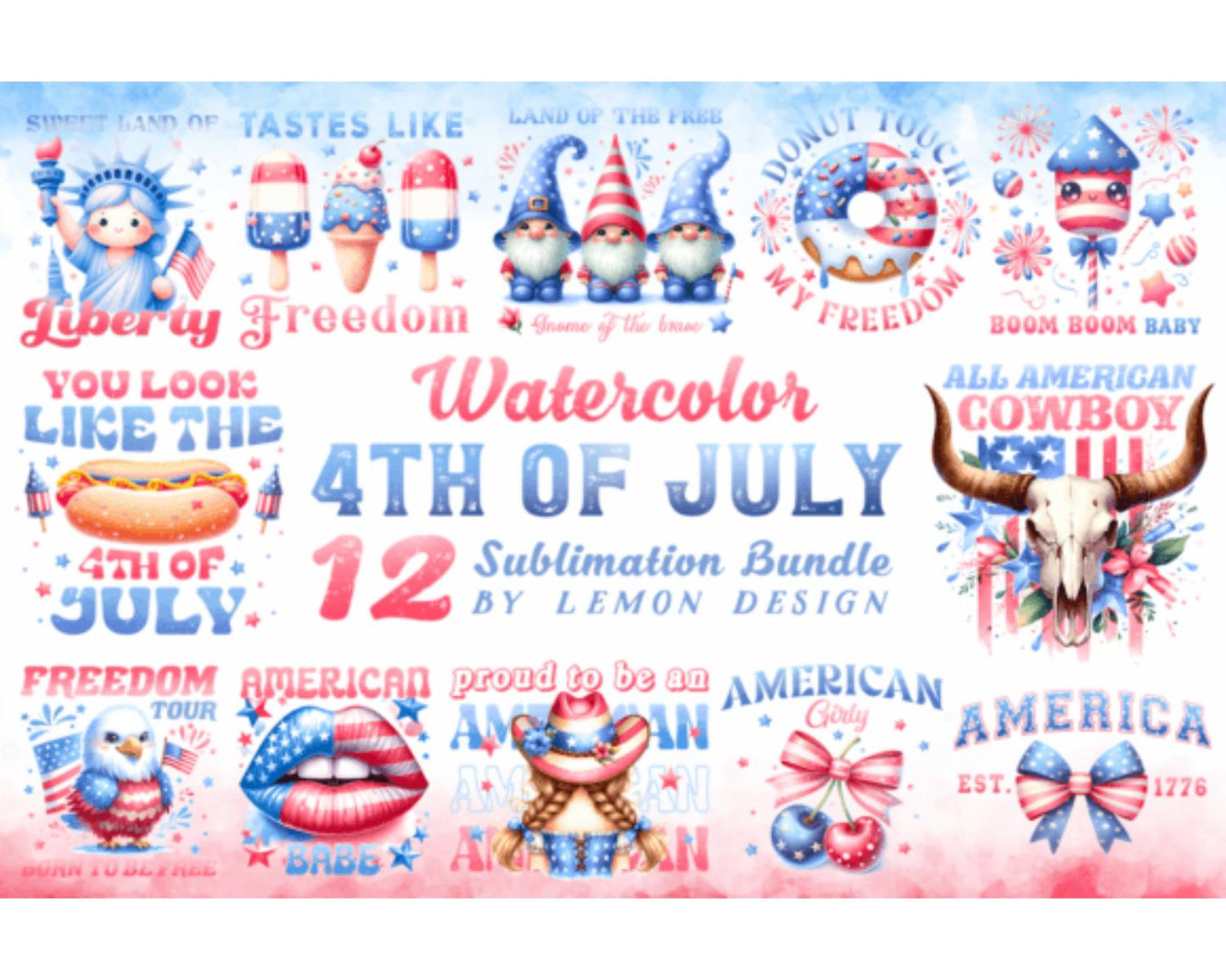 Watercolor Patriotic 4th of July Bundle