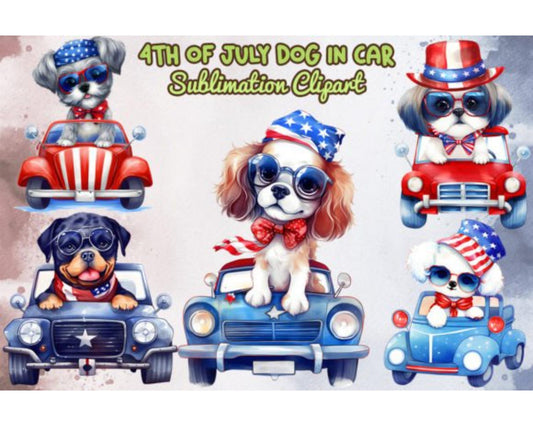 Chibi Dog in Car 4th of July Bundle