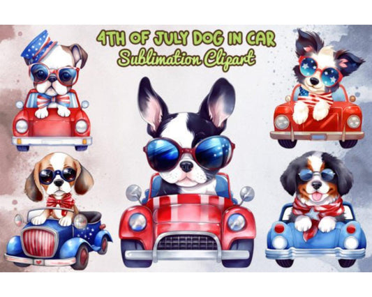 Chibi Dog in Car 4th of July Bundle