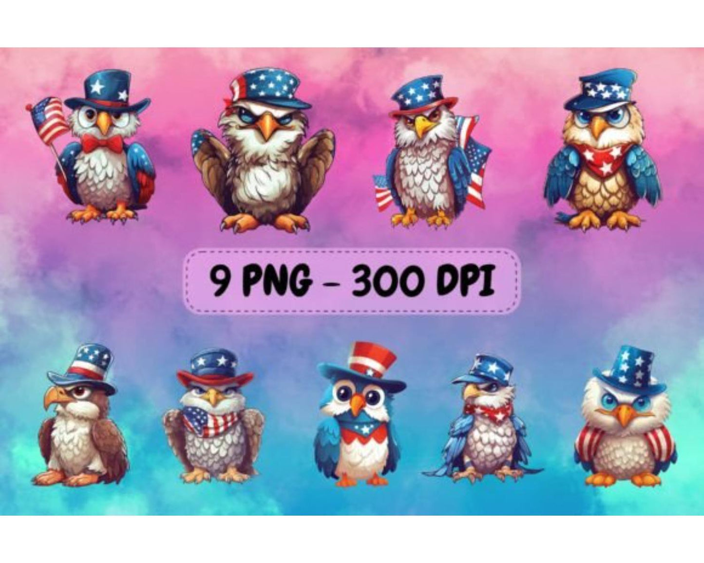 Cute Hawk in 4th of July Bundle