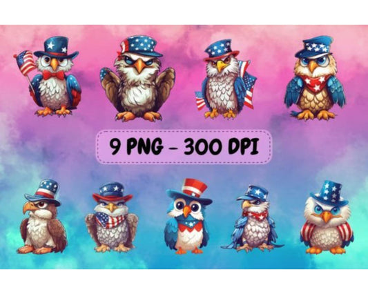 Cute Hawk in 4th of July Bundle