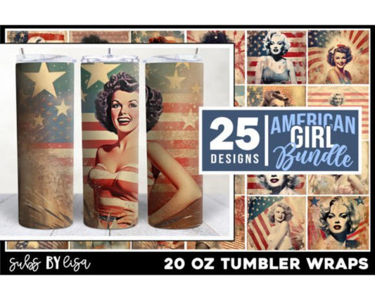 America Pinup Girl Tumbler Wrap PNG