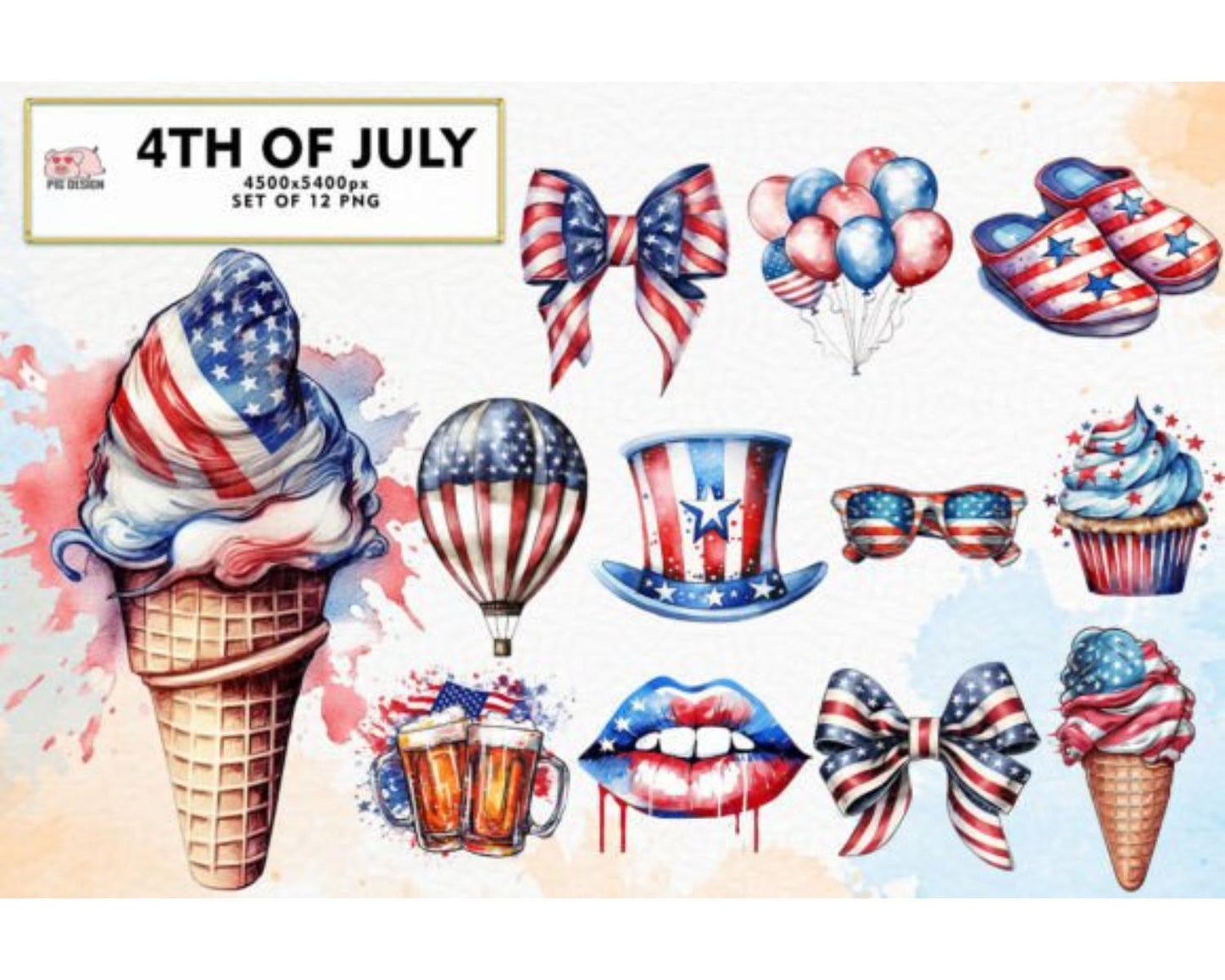 4th of July Bundle Sublimation Clipart