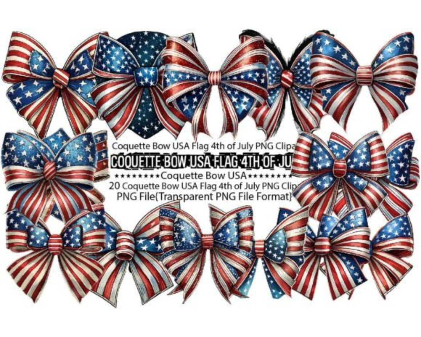 Coquette Bow USA Flag 4th of July Bundle