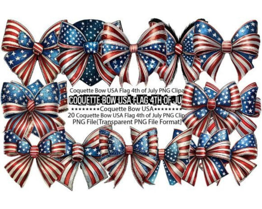 Coquette Bow USA Flag 4th of July Bundle