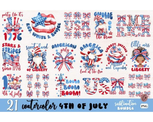 Watercolor 4th of July Bundle PNG