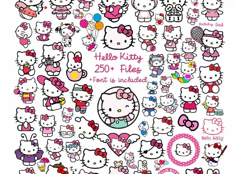 Hello Kitty Svg bundle, Hello Kitty birthday Svg, Hello Kitty Clipart