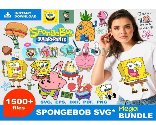 1500 Spongebob Mega Bundle, Trending Svg, Spongebob Characters Svg