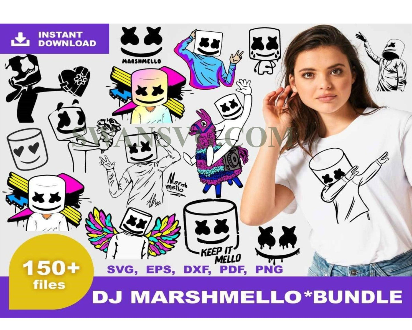 150 Bundle Marshmello SVG, Trending Svg, Marshmello DJ Svg