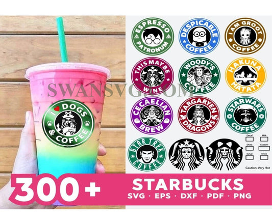 Bundle Starbucks SVG, Starbucks Cartoon SVG