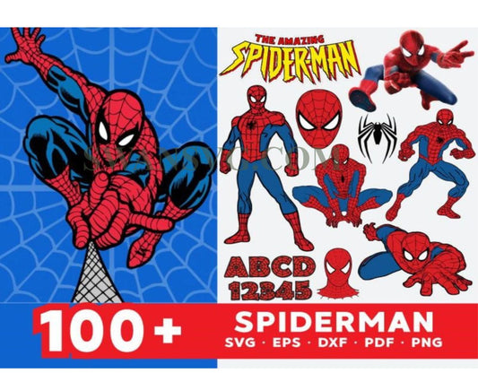 100 Spider Man Bundle Svg, Spider Man Svg, Hero Svg, Cartoon Svg