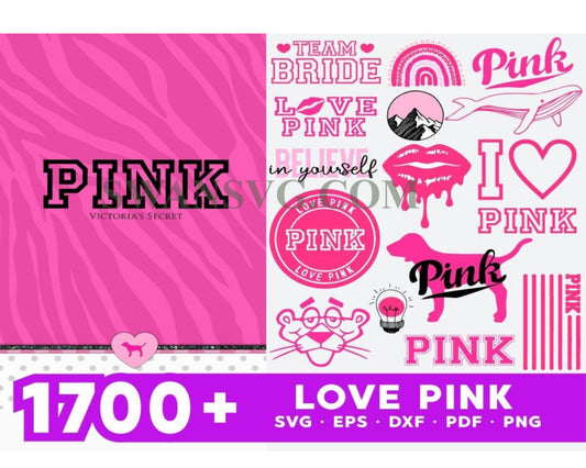 1700 Love Pink Bundle Svg, Trending Svg, Love Pink Logos Svg