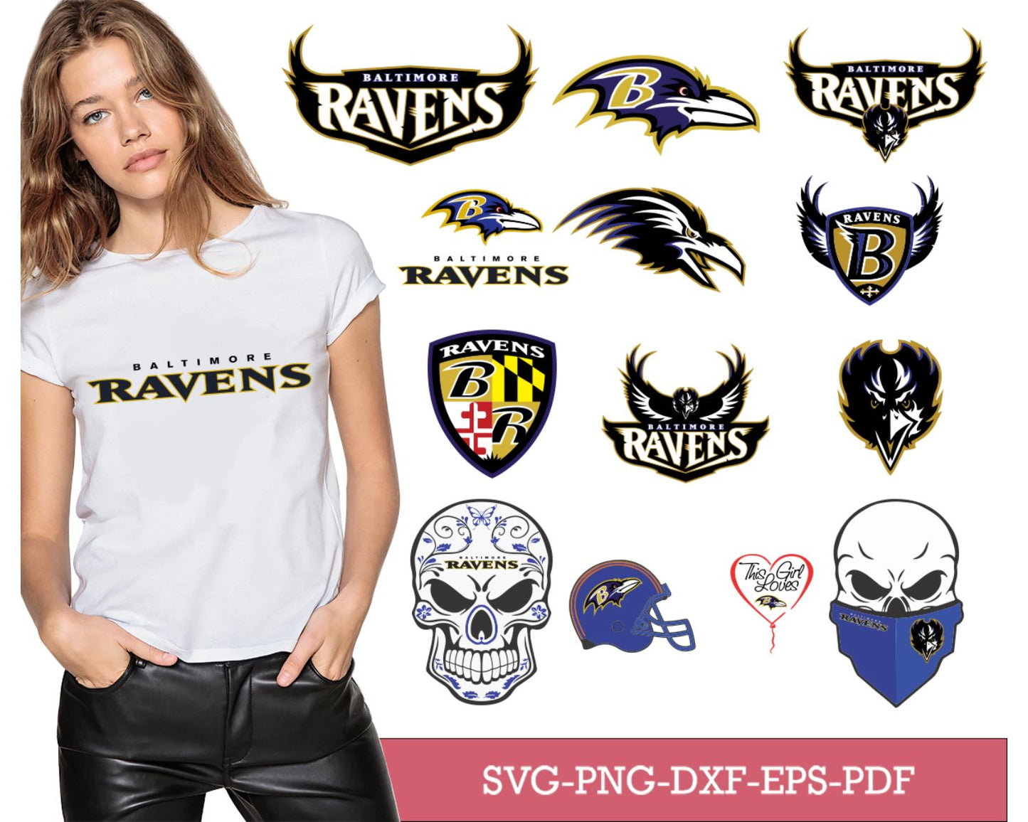 Baltimore Ravens Bundle Svg, Ravens Svg, Ravens logo svg, Nfl svg