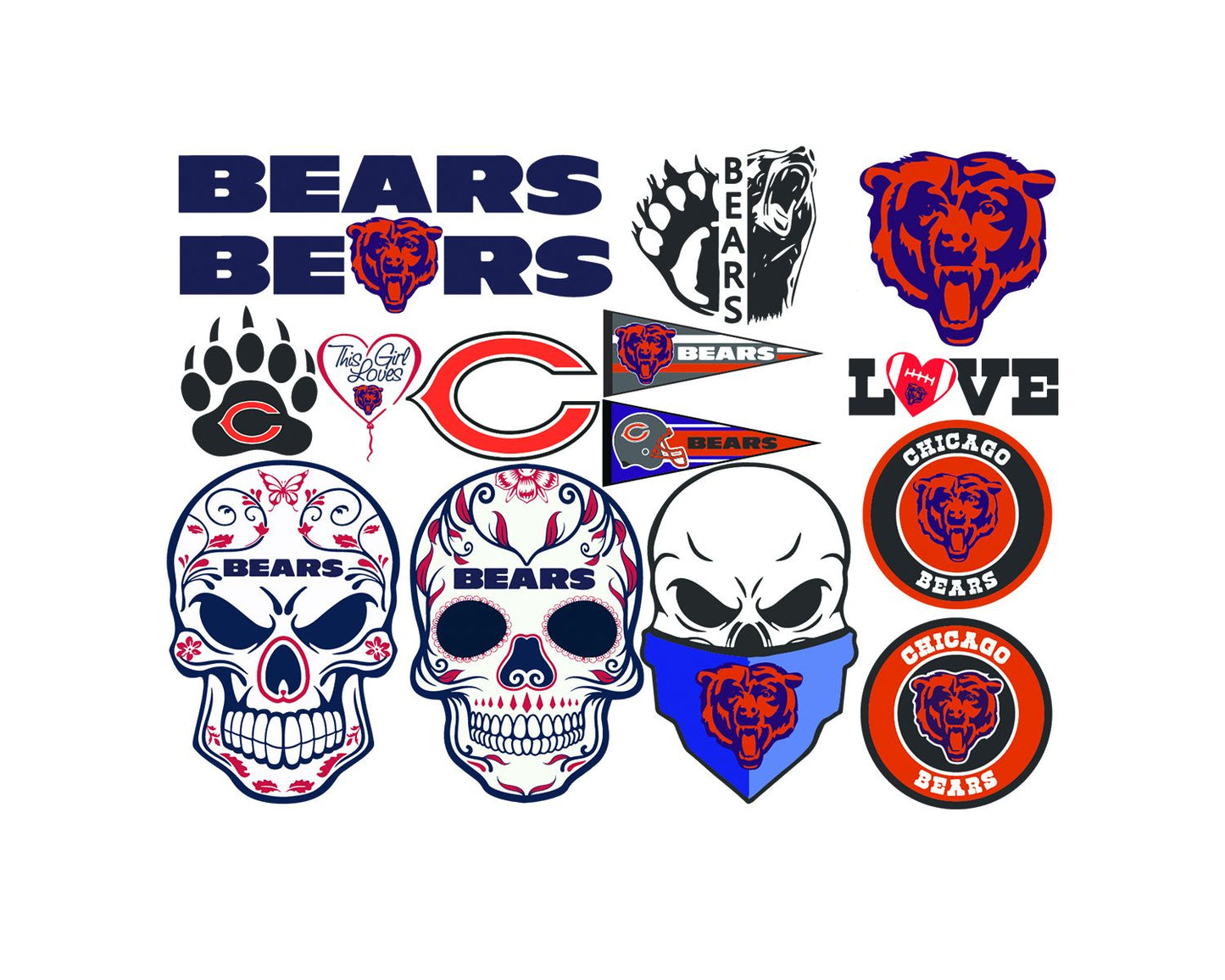 Chicago Bears Bundle Svg, Bears Svg, Bears logo svg, Football Svg