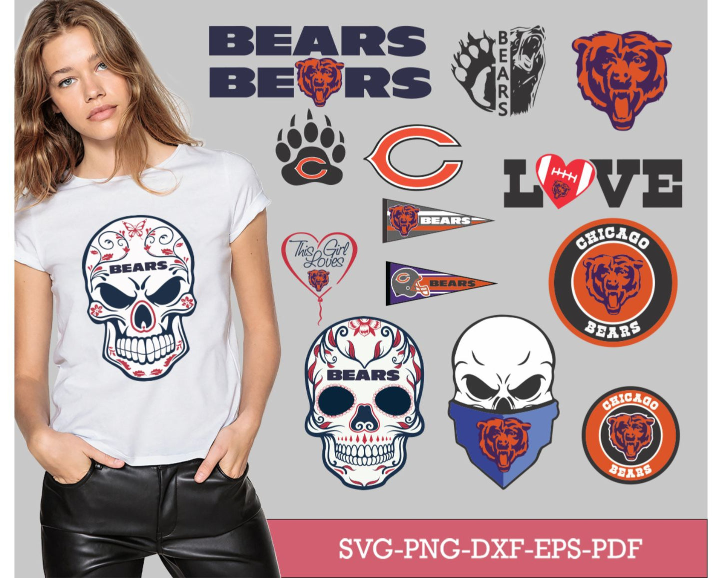 Chicago Bears Bundle Svg, Bears Svg, Bears logo svg, Football Svg