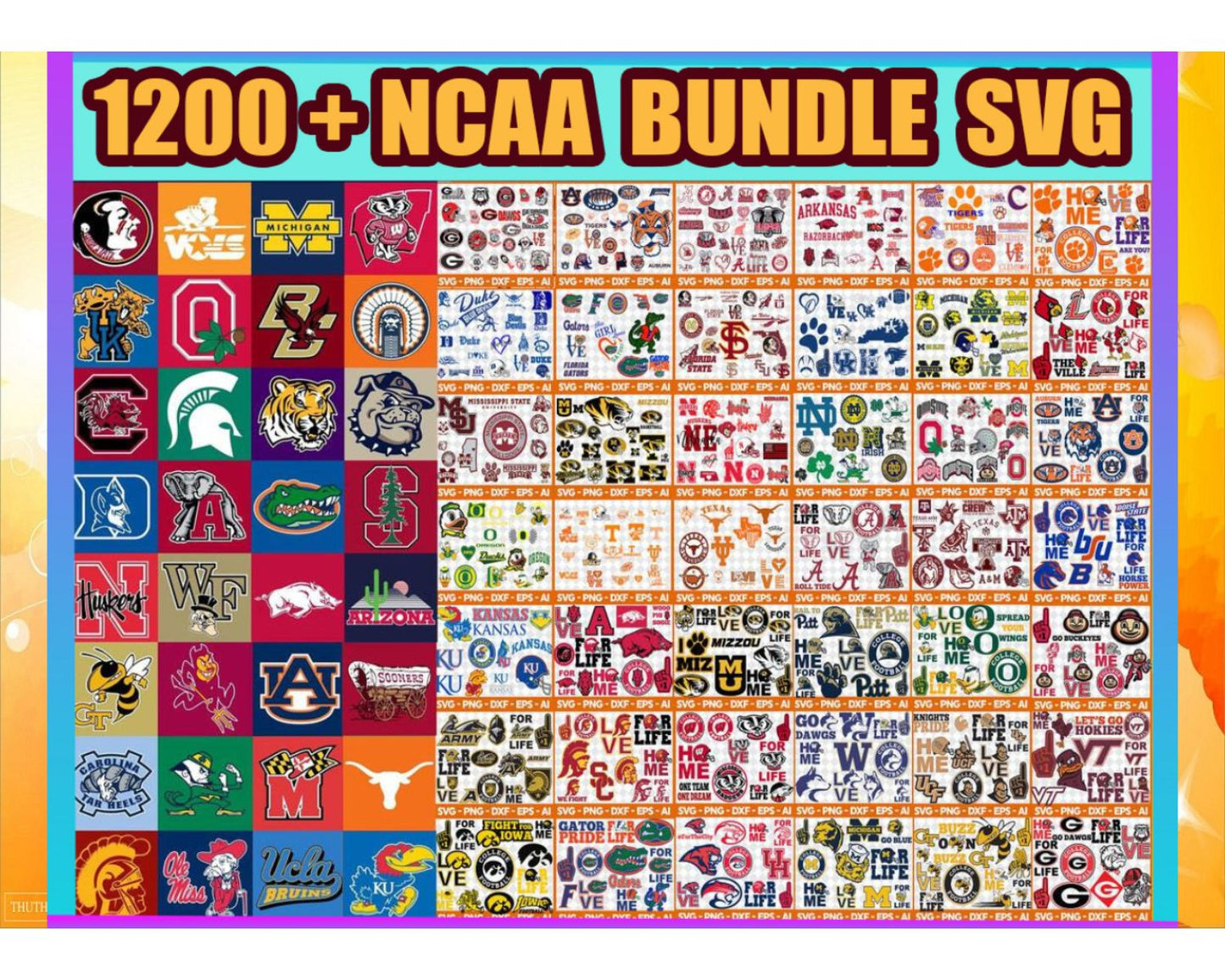 Giga Bundle Sport team Svg, All team NFL NCAA MLB NBA NHL Svg