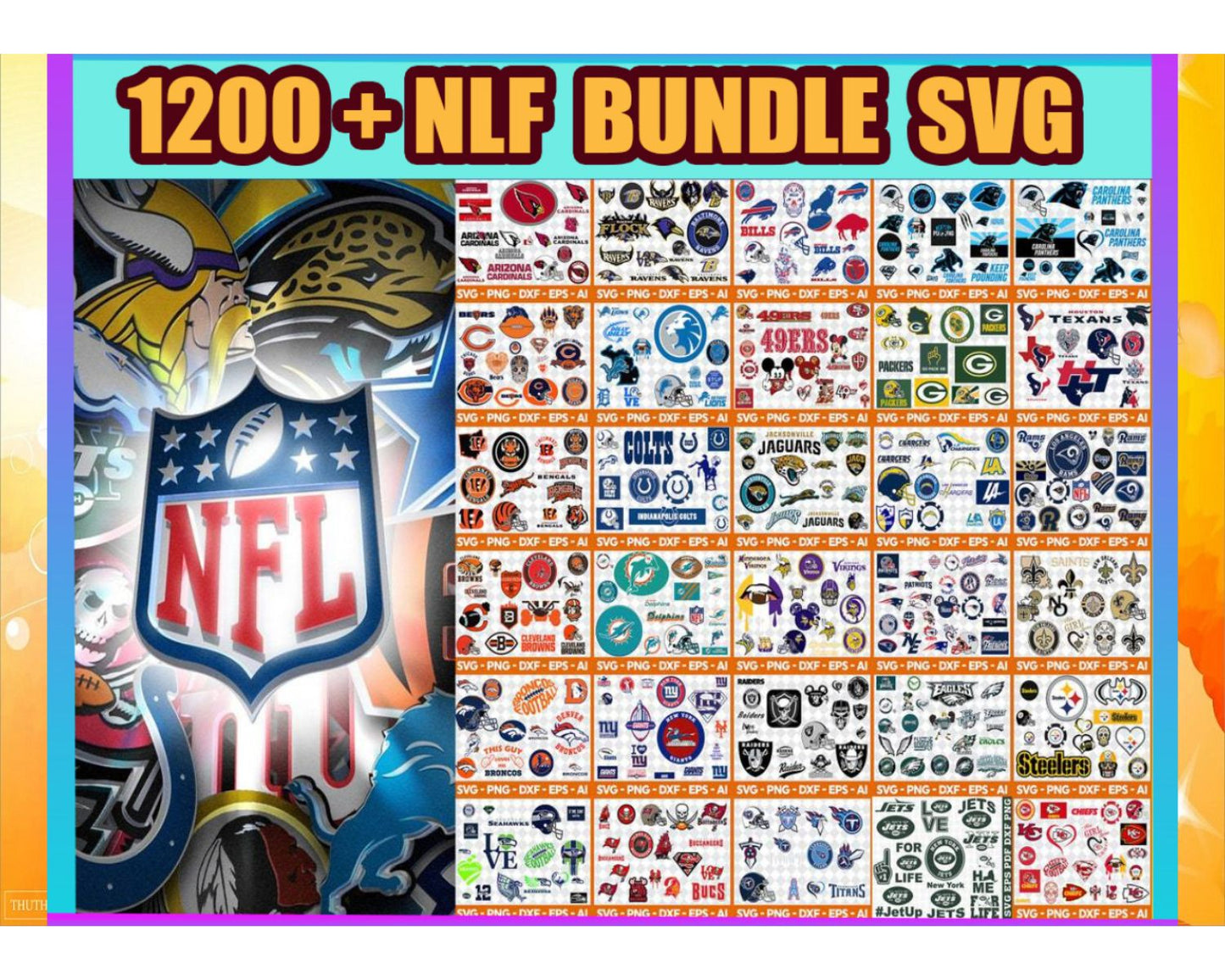 Giga Bundle Sport team Svg, All team NFL NCAA MLB NBA NHL Svg