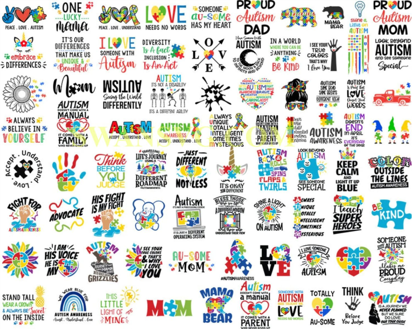 80 Autism Svg Bundle, Au-Some Svg, Autism Mom Svg, Puzzle Svg