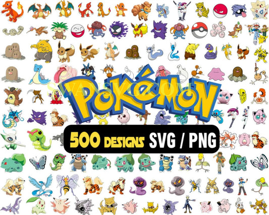 500 Bundle Pokemon SVG, Pokemon Layered, Pokemon bundle svg