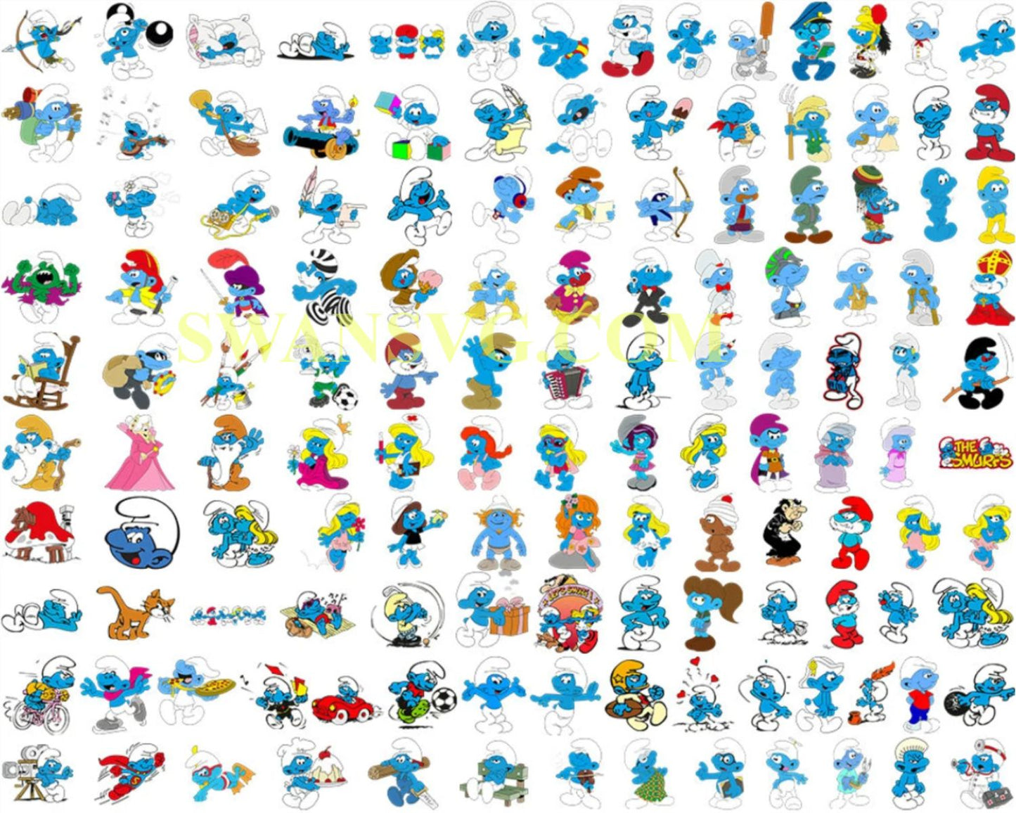 1030 Smurfs bundle Svg, Smurfs Svg, Mega Bundle Smurfs Png