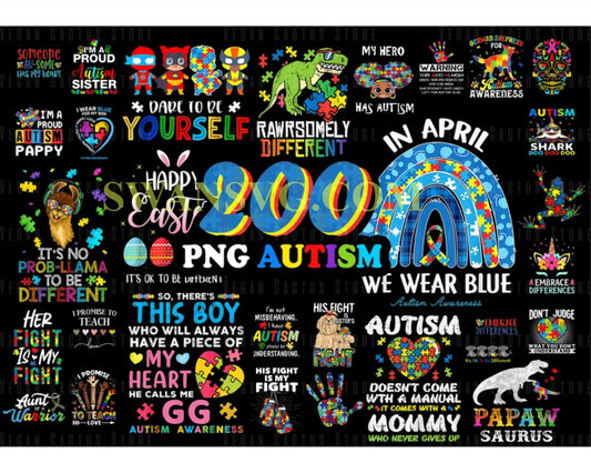 200 Autism Awareness png, Autism Bee png, Dabbing Puzzle png, Elephant