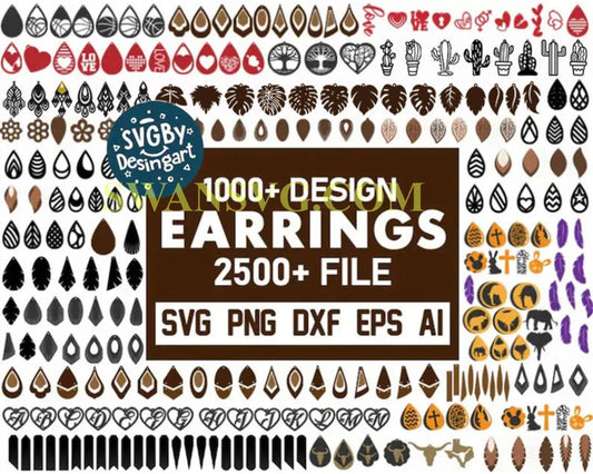 2500 Earring SVG, Earring Bundle Svg, Earring Cut files, Leather