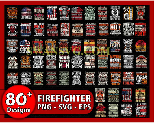 80 Bundle Firefighter Svg, Fire Fighter Png SVG , Fireman Bundle svg