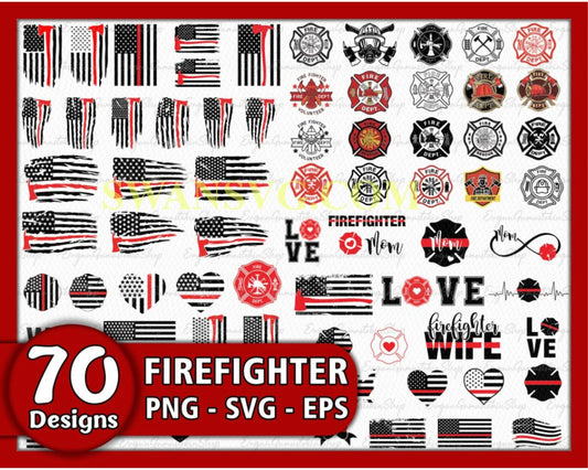 70 Bundle Firefighter Svg, Firefighter svg, Firefighter Thin Red Line