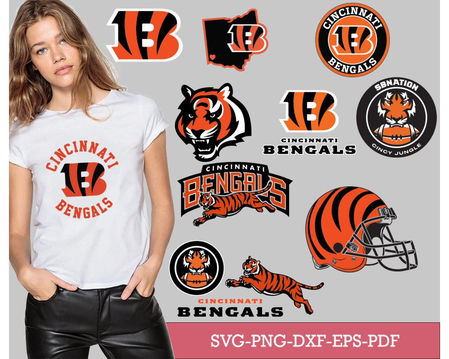 Cincinnati Bengals Bundle Svg, Bengals Svg, Bengals logo svg, Nfl svg