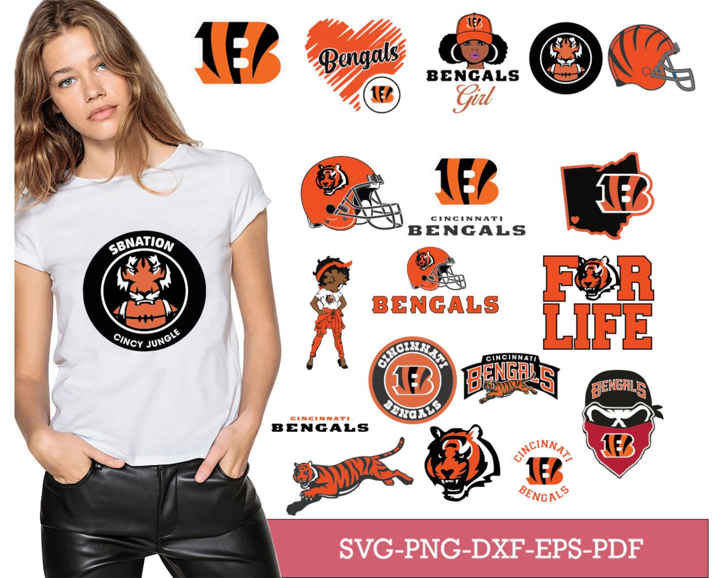 Cincinnati Bengals Bundle Svg, Bengals Svg, Bengals logo svg, Nfl svg