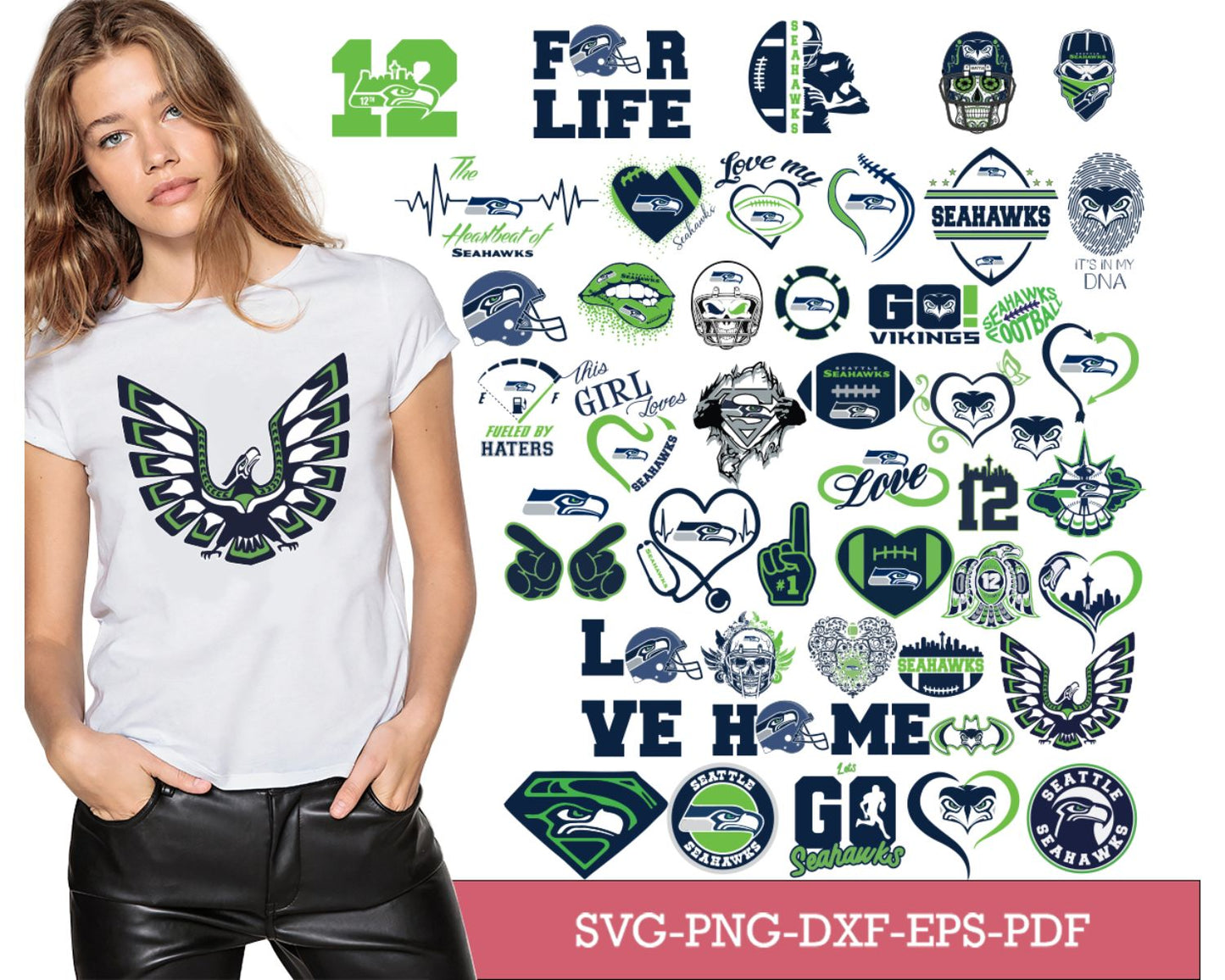 Seattle Seahawks Bundle Svg, Seahawks Svg, Seahawks logo svg