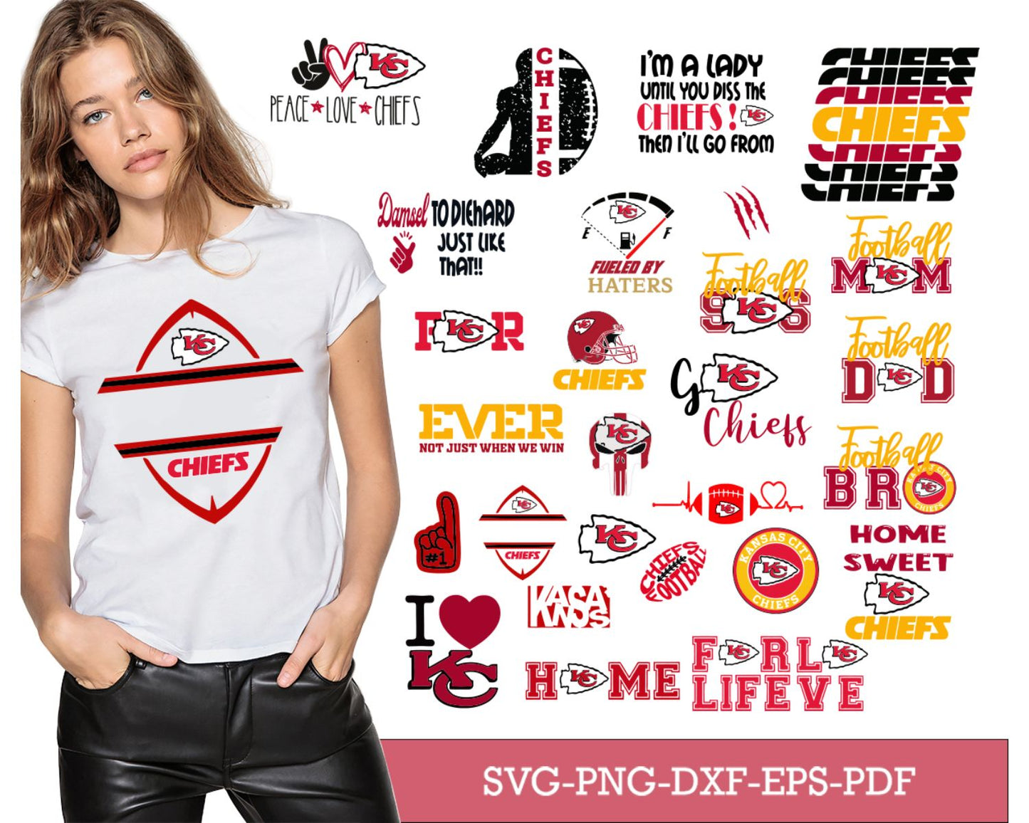 Kansas City Chiefs Bundle Svg, Chiefs Svg, Chiefs logo svg, Nfl svg