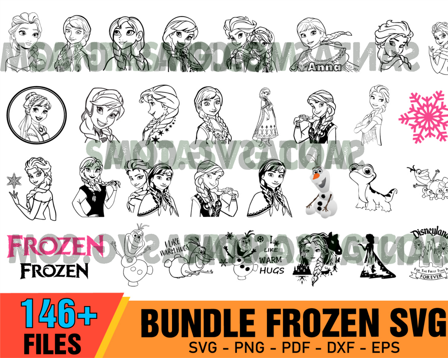 Disney Frozen Fresh Mega Bundle Svg, Elsa Svg, Anna Svg, Snow Svg