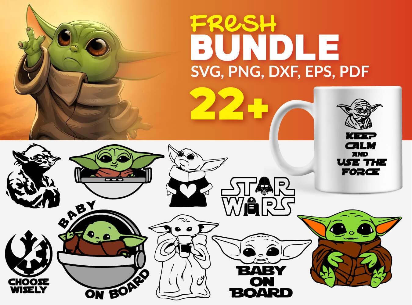 Yoda Mega Bundle Svg, Star War Svg, Baby Yoda Svg, The Mandalorian Svg