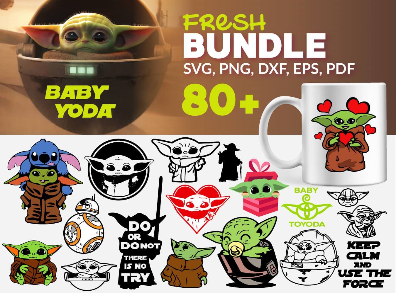 Yoda Mega Bundle Svg, Star War Svg, Baby Yoda Svg, The Mandalorian Svg