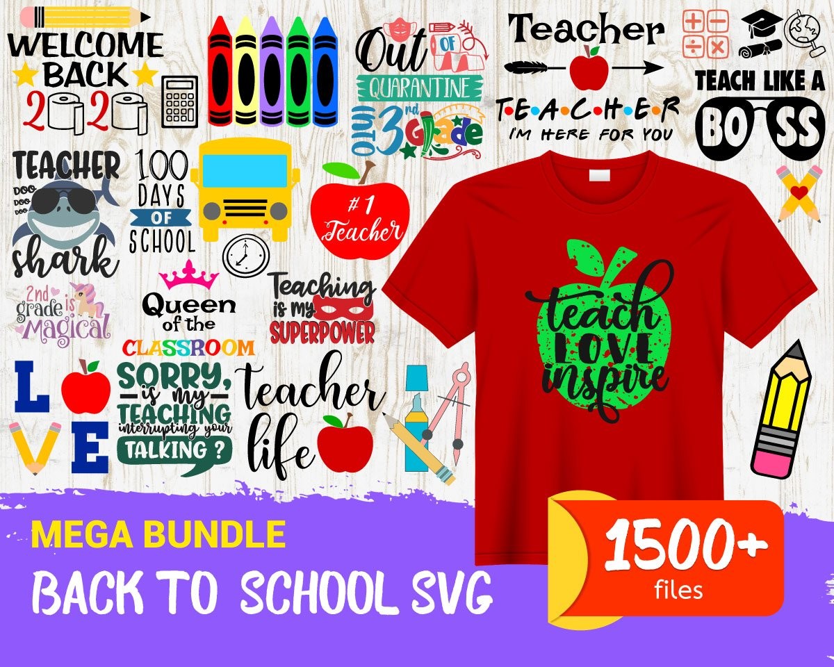 Back To School Mega Bundle, Rainbow Svg, Flamingo School Svg