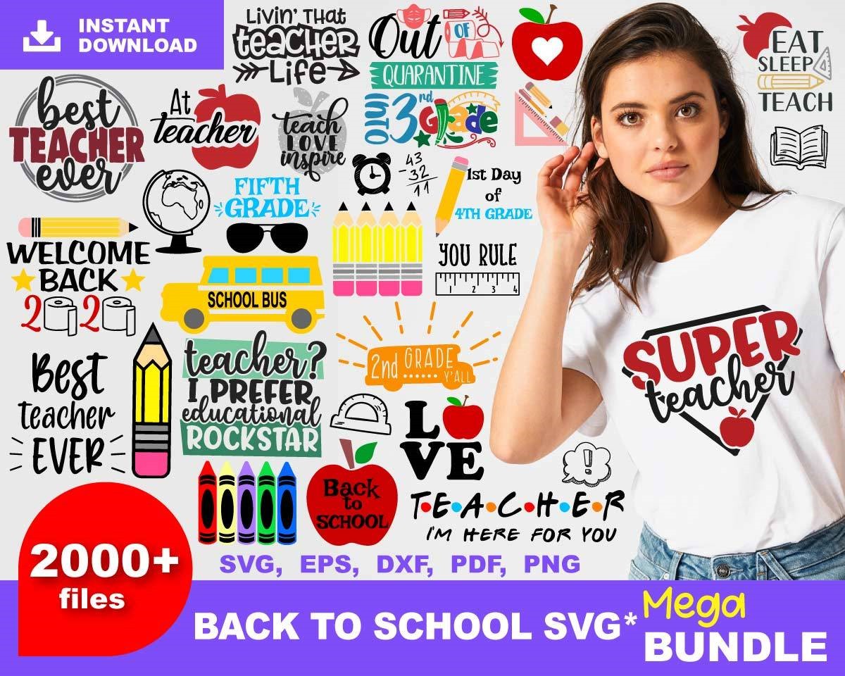 Back To School Mega Bundle, Rainbow Svg, Flamingo School Svg