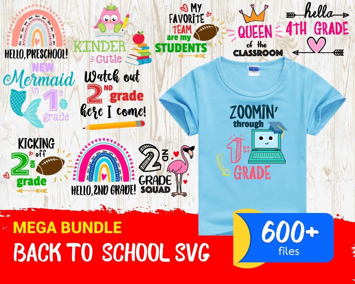 Back To School Mega Bundle, Rainbow Svg, Flamingo School Svg