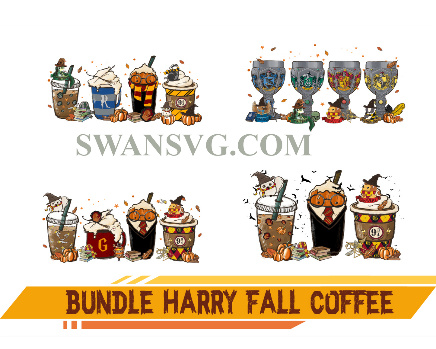 Bundle Harry Fall Coffee PNG, Autumn Orange, Hello Fall Png