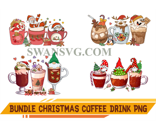 Christmas Coffee Drink Bundle PNG, Christmas Sublimation, Coffee Png