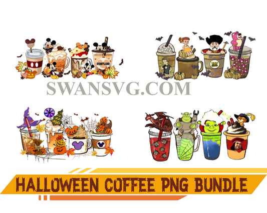 Halloween Coffee Png Bundle, Horror Movie Png, Coffee Sublimation