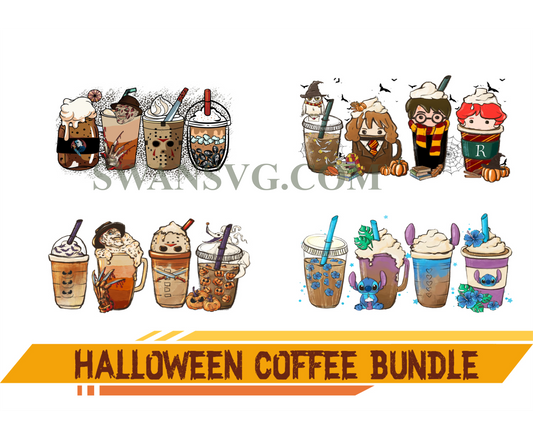 Halloween Coffee Png Bundle, Fall Latte Png, Coffee Png, Witch Coffee