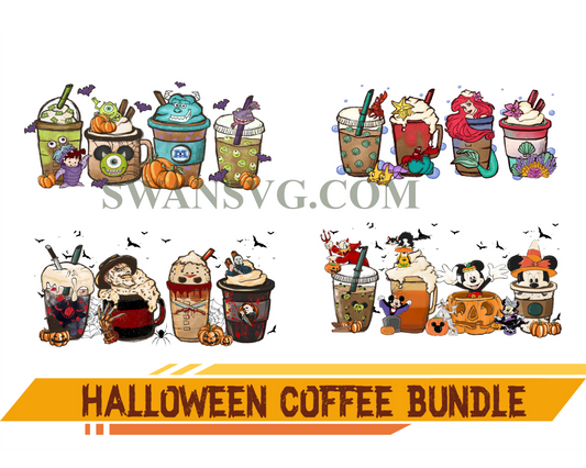 Halloween Coffee Png Bundle, Halloween Boo Coffee, Horror Png, Disney