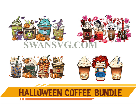 Halloween Coffee Png Bundle, Cartoon Coffee Png, Hocus Pocus