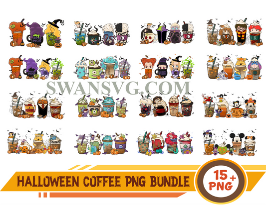 Halloween Coffee Png Bundle, Horror Movie Inspired Coffee, Coffee